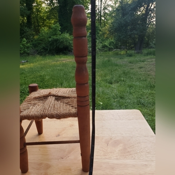 Rare Vintage Wood Ladder Back Quilted nest Seat Doll Teddy Bear Chair. - Picture 9 of 13